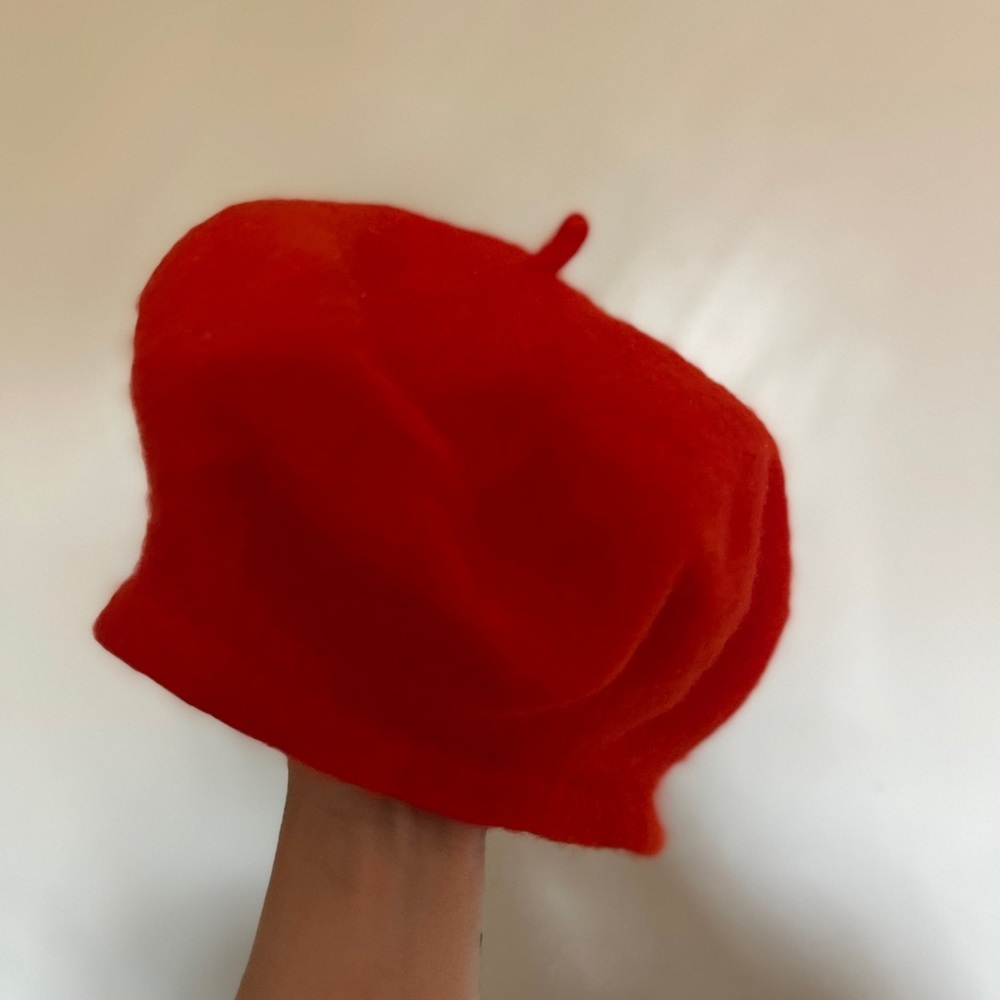 Vintage Paris France wool red beret tam hat French style beanie - Picture 3 of 9